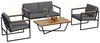 Outsunny Sitzgruppe 4 Personen, mit 2er Sofa, 2 Stühle, Sitzkissen, Beistelltisch, (Gartenmöbel Set, 4-tlg, wetterfest Balkonmöbel-Set), für Garten, Terrasse, Balkon, Grau Bild 2