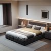 Furnishings Home Polsterbett Stauraumbett Doppelbett Jugendbett (Verstellbare Kopfteilhöhe), Mit LED-Beleuchtung,vier Schubladen auf Rollen, Kunstleder, 160x200 cm Bild 5