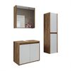 Roomart MELONA-S2-65 Badmöbel Set– 3-teiliges Badezimmermöbel Set - Unterschrank(ohne Waschbecken), Spiegelschrank & Hochschrank - H 55 x B 35 x T 65 cm • Weiß-Eiche Bild 5