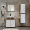 Roomart MELONA-S2-65 Badmöbel Set– 3-teiliges Badezimmermöbel Set - Unterschrank(ohne Waschbecken), Spiegelschrank & Hochschrank - H 55 x B 35 x T 65 cm • Weiß-Eiche Bild 2