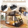 Merax Etagenbett mit LED-Beleuchtung, Metallbett (Jugendbett Stockbett Doppelbett, 1-St), Kinderbett 140x200 cm mit Stoffschubladen Ablagefächern Leiter Geländer Bild 4