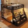 Merax Etagenbett mit LED-Beleuchtung, Metallbett (Jugendbett Stockbett Doppelbett, 1-St), Kinderbett 140x200 cm mit Stoffschubladen Ablagefächern Leiter Geländer Bild 2