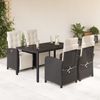 vidaXL 5-tlg. Garten-Essgruppe mit Kissen Schwarz Poly Rattan 3212452 Bild 1