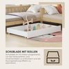 SeedWave Hausbett Kinderbett mit Schubladen und Regalen,Zwei Betten(200x90cm/140x70cm), Dachkonstruktion,Eck-L-förmiges Bett Design,Massivholzrahmen Bild 2