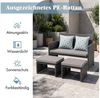 Sunsitt Gartenbank Outdoor Loveseat (3-tlg Terrassenmöbel-Set, Allwetter Rattan Gartenbank mit 2 Hocker), Grau Rattan&Grau Kissen Bild 4