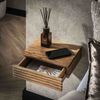 Nachttisch Booka Akazie massiv, modern mit Wellen Design, Natur, 2er-Set, 1 Schublade, 30 cm Bild 4