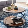 Couchtisch Rund Sheesham Massivholz Metall 58x58x35cm Modern mit Stauraum Bild 4