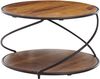 Couchtisch Rund Sheesham Massivholz Metall 58x58x35cm Modern mit Stauraum Bild 2