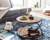 Couchtisch Rund Sheesham Massivholz Metall 58x58x35cm Modern mit Stauraum Bild 5