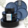 Steingut Geschirrset 6 Pers. Ibiza 24-tlg Hochwertiges Mediterranes TEST SEHR GUT Steingut Geschirr Set - Schüssel- und Teller Set - Tafelservice 6 Personen Geschirrsets Pure Living in Tiefblau Bild 4