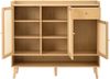 Schuhschrank 120 x 35 x 106 cm aus Spanplatte in Natural mit 3 Türen, 1 Schublade und Massivholzbeinen Bild 5
