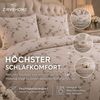 ZIRVEHOME Bettwäsche Baumwolle Bettbezug Beige mit Schwarz Weißem Blumen und Zweigmuster, Renforce, 3 teilig, 200x220 Bettbezug Baumwolle Ganzjahres-Bettwäsche mit blumenmuster Bild 4