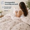 ZIRVEHOME Bettwäsche Baumwolle Bettbezug Beige mit Schwarz Weißem Blumen und Zweigmuster, Renforce, 3 teilig, 200x220 Bettbezug Baumwolle Ganzjahres-Bettwäsche mit blumenmuster Bild 3