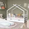 Hausbett Luni Weiß 160 x 80 cm mit Aufbewahrungskästen und Matratze Vitalispa Bild 3