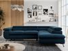 Mks Möbel 'Peter L-form' Ecksofa mit Bettfunktion, Bettkasten & einstellbaren Kopfstützen, Dunkelblau, Velours, mit Topper, rechts Bild 4