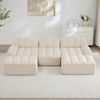 Modulares Sofa aus Granulierter Fleece in U- oder L-Form, 288 x 165 x 79 cm, Beige Weiß Bild 3