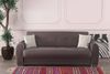 Dmora 3-Sitzer Schlafsofa Alfo, Sofa mit Stauraum und 2 Kissen, Sofa aus gepolstertem Stoff mit Klick-Klack-Öffnung, 224 x 85 x 87 cm, Hellgrau Bild 2