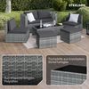STEELSØN 'Noctura' Polyrattan 6-tlg. Gartenlounge, Sitzgruppe aus Sofa, Tisch, 2x Sessel, 2x Sitzhocker, grau-meliert/anthrazit, wetterfest, für 6 Personen Bild 3