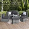 STEELSØN 'Noctura' Polyrattan 6-tlg. Gartenlounge, Sitzgruppe aus Sofa, Tisch, 2x Sessel, 2x Sitzhocker, grau-meliert/anthrazit, wetterfest, für 6 Personen Bild 2
