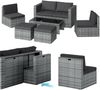 STEELSØN 'Noctura' Polyrattan 6-tlg. Gartenlounge, Sitzgruppe aus Sofa, Tisch, 2x Sessel, 2x Sitzhocker, grau-meliert/anthrazit, wetterfest, für 6 Personen Bild 1