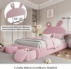 Polsterbett, Doppelbett, hydraulisches Bett, Hasenohren mit einstellbarer Helligkeit warmfarbenen Lichtstreifen, Stauraum unter dem Bett, zwei Aufbewahrungshockern, Samt, Rosa, 140x200cm Bild 5