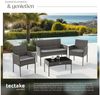 tectake Sitzgruppe Rattan Gartenset, (Set, 4-tlg), Wasserabweisende, abnehmbare und waschbare Polyesterbezüge Bild 3
