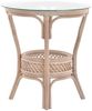Krines Home Beistelltisch RattanTisch Beistelltisch Landhaus Rattantisch mit Glasplatte, Ø 59cm, Wohnzimmer Kaffetisch Bild 3
