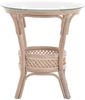 Krines Home Beistelltisch RattanTisch Beistelltisch Landhaus Rattantisch mit Glasplatte, Ø 59cm, Wohnzimmer Kaffetisch Bild 2