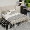 Flieks Polsterbett 160x200cm, Doppelbett mit weicher Kopfteil, Bettbeine aus Holz, Samt, Beige Bild 3