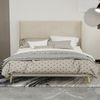 Flieks Polsterbett 160x200cm, Doppelbett mit weicher Kopfteil, Bettbeine aus Holz, Samt, Beige Bild 2