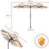 Spetebo Sonnenschirm Doppel Sonnenschirm 300 x 150 cm - natur, LxB: 300.00x150.00 cm, Packung, mit Handkurbel, Drei Kuppel Sonnenschutz Gartenschirm Bild 2