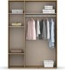 rauch Kleiderschrank; Drehtürenschrank VOYAGER, 3-türig, 2 Schubkästen, Graumetallic/Eiche Artisan, 140x194x53xcm Bild 5