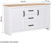 Homestyle4u Sideboard, Holz weiß, 150 x 89,5 x 41 cm Bild 3