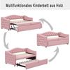 Merax Daybett mit Ausziehbett 90x190cm, Tagesbett in Knopfdesign (Kinderbett Jugendbett Sofabett, 1 tlg), Polsterbett Schlafsofa 90x200cm mit USB, Lattenrost und Leinenstoff Bild 4