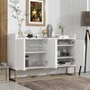 Merax Modernes Sideboard im minimalistischen Stil 4-türiger griffloser Buffetschrank für Esszimmer, Wohnzimmer, Küche weiß Bild 4