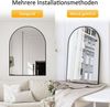 Boromal Wandspiegel Schwarz 50x70 60x80 Badspiegel Flurspiegel mit Metall Rahmen Rundbogen (Schminkspiegel Badezimmerspiegel Türspiegel, Halbrund), mit explosionsgeschützte membran, Freistehend,Wand-montierbar Bild 3