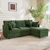 Merax L‑förmiges Ecksofa, umwandelbar zum 3‑Sitzer, modular aufgebaut, mit beweglichem Hocker und 4 Chenille‑Kissen, Grün Bild 5