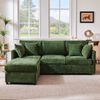 Merax L‑förmiges Ecksofa, umwandelbar zum 3‑Sitzer, modular aufgebaut, mit beweglichem Hocker und 4 Chenille‑Kissen, Grün Bild 2
