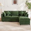 Merax L‑förmiges Ecksofa, umwandelbar zum 3‑Sitzer, modular aufgebaut, mit beweglichem Hocker und 4 Chenille‑Kissen, Grün Bild 3
