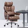 Ergonomischer Bürostuhl 200 kg PU Leder Chefsessel Fußstütze Lendenwirbelstütze Bild 2