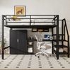 Bett 140x200 cm Hochbett mit Kleiderschrank und integriertem Schreibtisch – platzsparende Stauraumlösung in Schwarz Bild 4