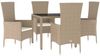 vidaXL 5-tlg. Garten-Essgruppe mit Kissen Beige Poly Rattan 3157562 Bild 3