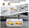 radelldar Couchtisch LED-Beleuchtung matt 108x50x40cm (1 Tisch), Wohnzimmertisch Sofatisch mit 2 Ablagefächern Bild 2