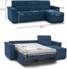 Dmora Schlafsofa mit Halbinsel Ganzaria, Wandelbares Ecksofa für das Wohnzimmer, gepolstert, abnehmbar, 100 % Made in Italy-Qualität, 285x160 h100 cm, Blau Bild 3