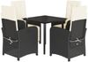 vidaXL 5-tlg. Garten-Essgruppe mit Kissen Schwarz Poly Rattan 3212302 Bild 2
