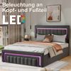 Polsterbett aus Velours mit LED, hydraulischem Stauraum & Schublade, ohne Matratze, 140x190 cm, Anthrazit/Grau Bild 5