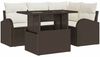 vidaXL Garten-Sofa-Set mit Kissen 5 pcs Braun Poly Rattan 3348634 Bild 2