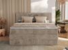 Boxspringbett, Doppelbett mit zwei Bettkästen und Multipocket-Matratze, Cord Bett - TILIANO KING - 140 x 200 cm - Hellbraun Cord - H3 Bild 3