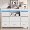 FUROKOY TV-Schrank Kommode mit 8 Schubladen aus Stoff (Fernsehschrank Sideboard Metallgestell, Industrie-Design) für Schlafzimmer Wohnzimmer Flur, 108 x 30 x 82cm Bild 3