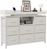 FUROKOY TV-Schrank Kommode mit 8 Schubladen aus Stoff (Fernsehschrank Sideboard Metallgestell, Industrie-Design) für Schlafzimmer Wohnzimmer Flur, 108 x 30 x 82cm Bild 2